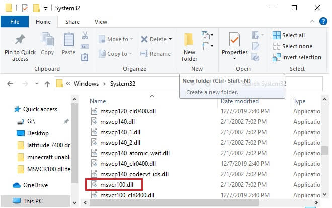 Copy and save the MSVCR100.dll file to an external hard drive