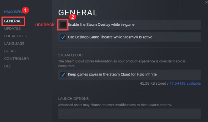 Choose the General Option and Enable the Overlay Option