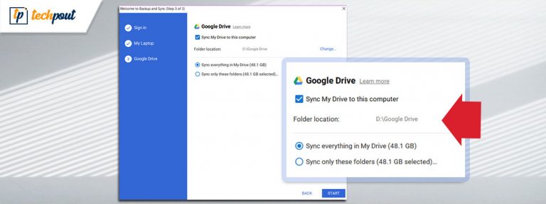 How To Change Google Driver Folder Location In Windows 10 768x287 