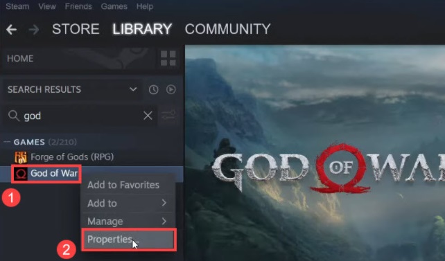 click right on the God of War