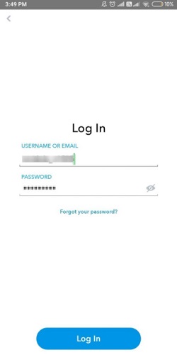 Tap on the Log In option to proceed