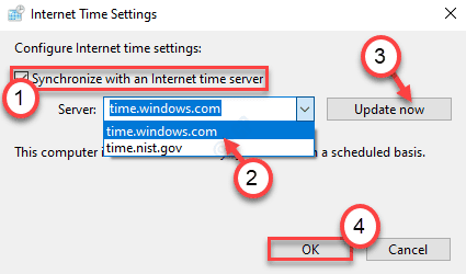 time.windows.com in the internet time server