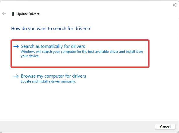 Search automatically for drivers in windows 11,10