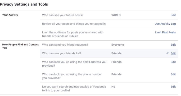 Check For the Privacy Settings