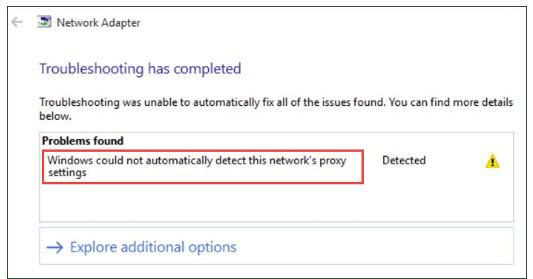 Windows Could Not Automatically Detect This Network's Proxy Settings Error