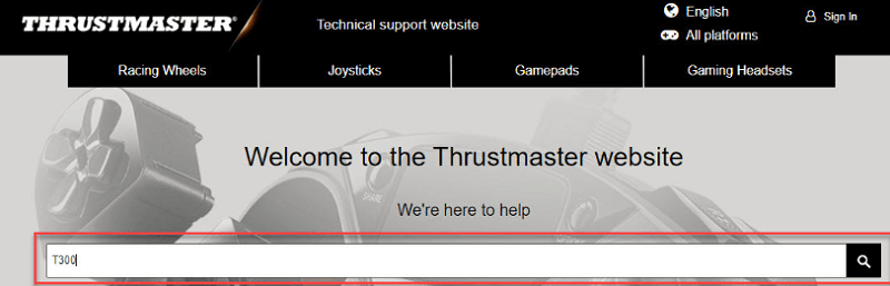 official support page of Thrustmaster