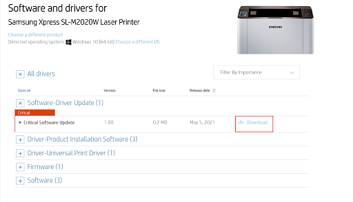 Software Driver Update - click on dwnload