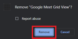 Click on Remove button to delete Google meet grid view