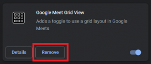 Remove the Google meet grid view