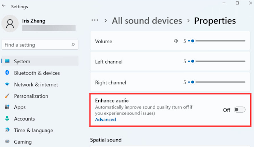 Enabling Enhance Audio