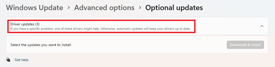 Driver Updates status in windows 11