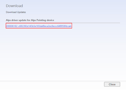Click on the download link to get ALPS Pointing Device Driver