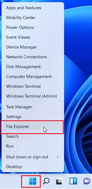 Choose File Explorer in Windows 11
