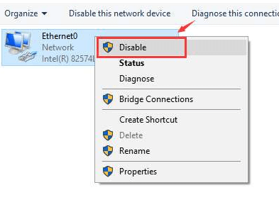 Disable network adapter