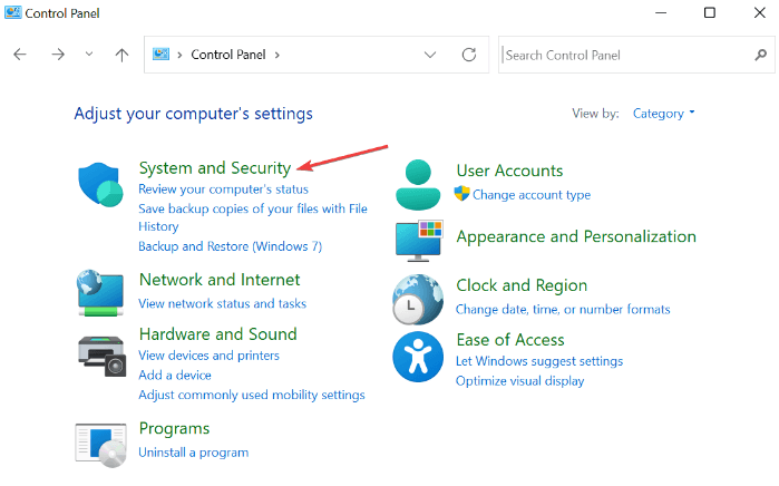 System and Security in Windows 11