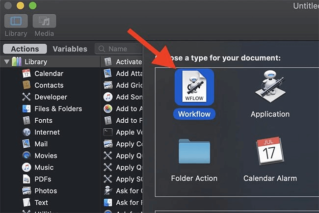 Select Workflow as the document type