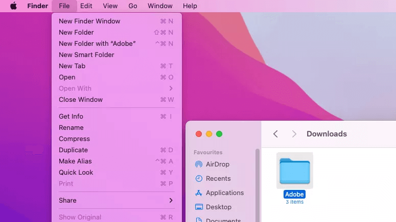 Quick access to files and folders via the dock