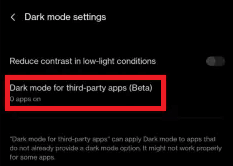 Dark mode for third-party apps