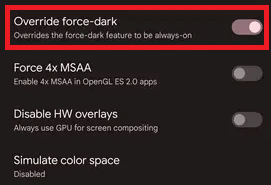 Override force-dark