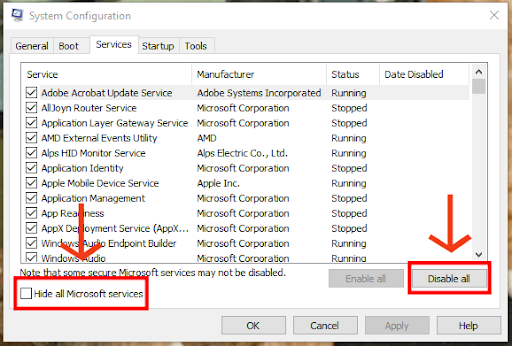 hide all Microsoft Services