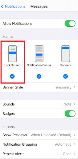 Lock Screen option - iphone