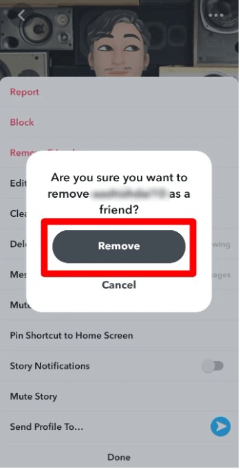 Remove to confirm your actions