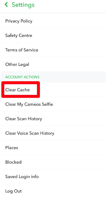 Clear the Snapchat Cache