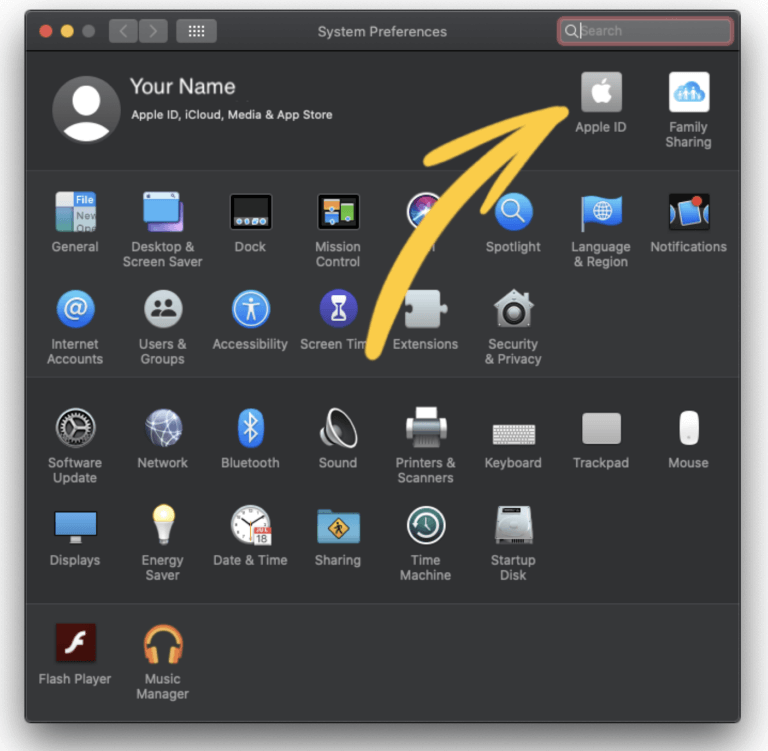 Apple menu to System Preferences to Apple ID