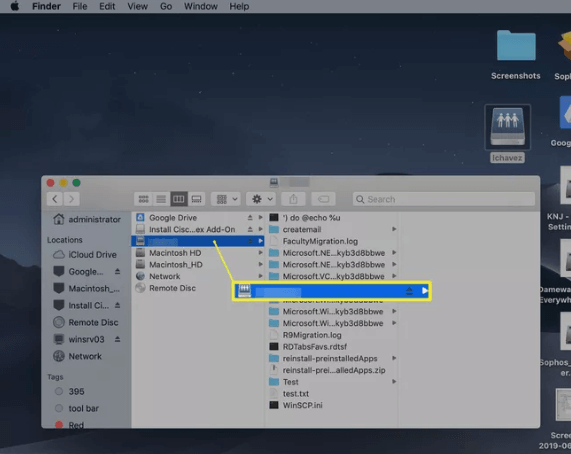 Locations menu in any Finder window
