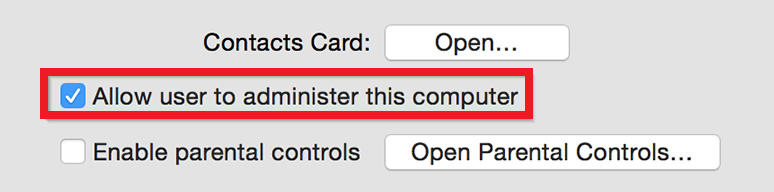 Allow users to administer this computer.