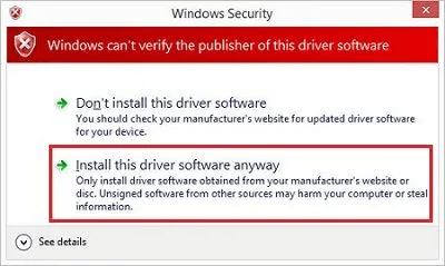 says Install this driver software