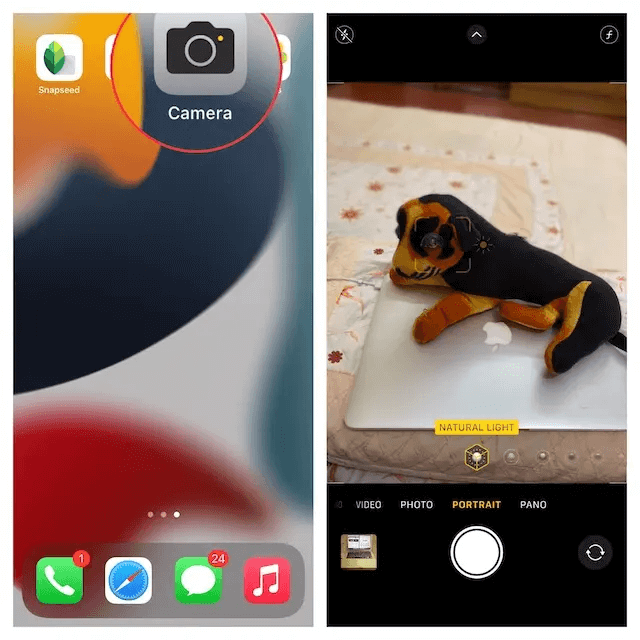 Open the Camera App on your iPhone