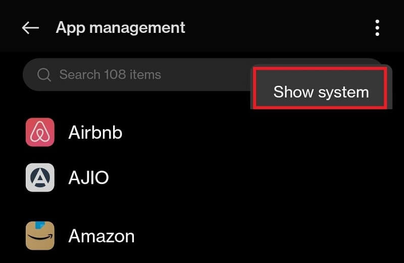 Show System Apps