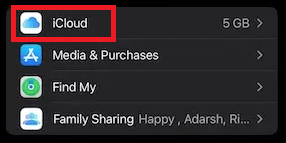 iCloud settings