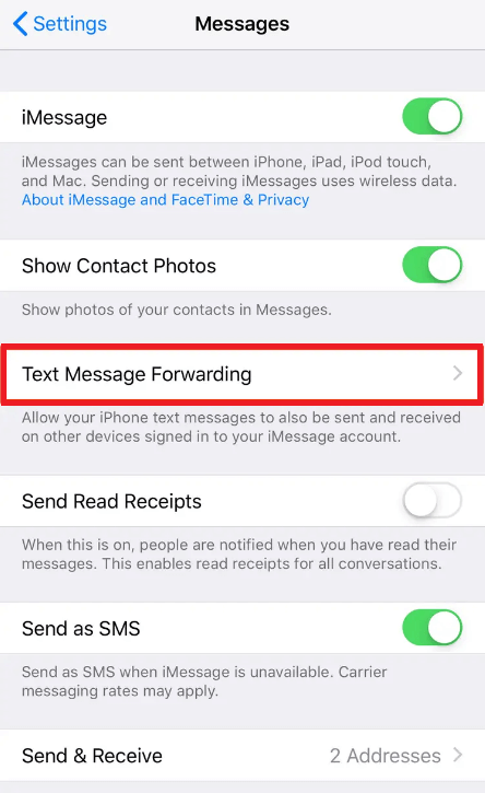 Text Message Forwarding