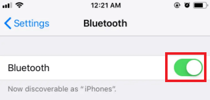 toggle on the Bluetooth connection to disconnect