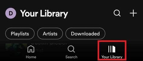 Spotify app and tap on the option named Your library