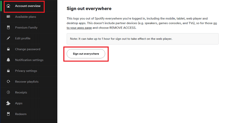 spotify sign out everywhere