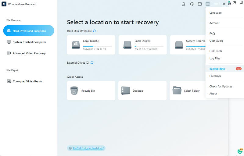 Wondershare Recoverit - Backup