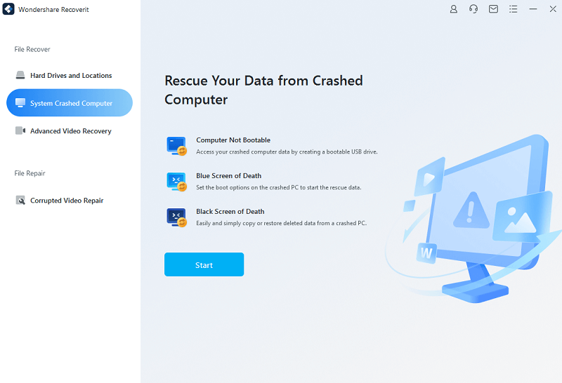 Wondershare Recoverit - System Crashed Computer