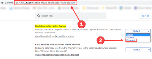 Turn Off MediaFoundation Video Capture in Chrome
