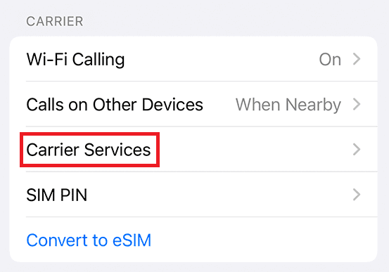 Carrier Services settings