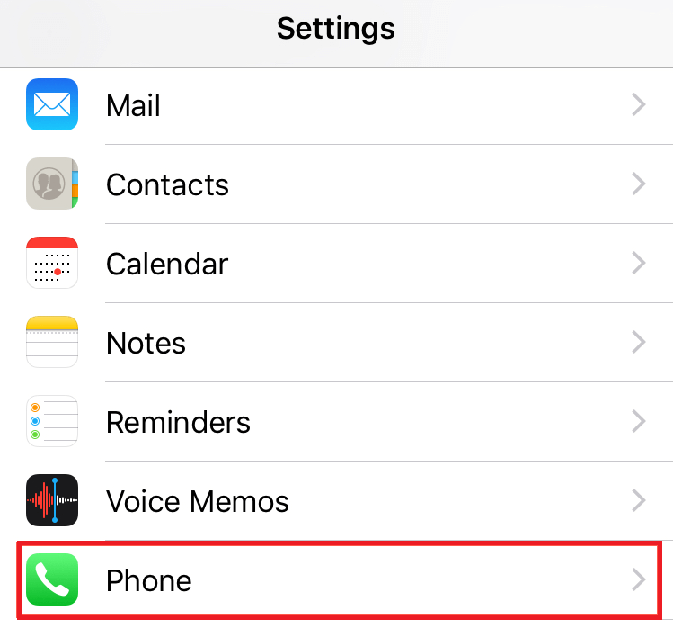 Settings of your iPhone and tap on Phone
