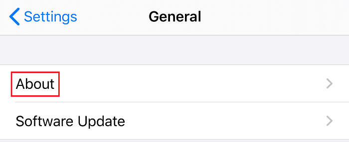 Tap on the About section of the settings