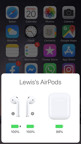 check the AirPods battery percentage
