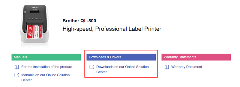 QL-800 printer - download and driver