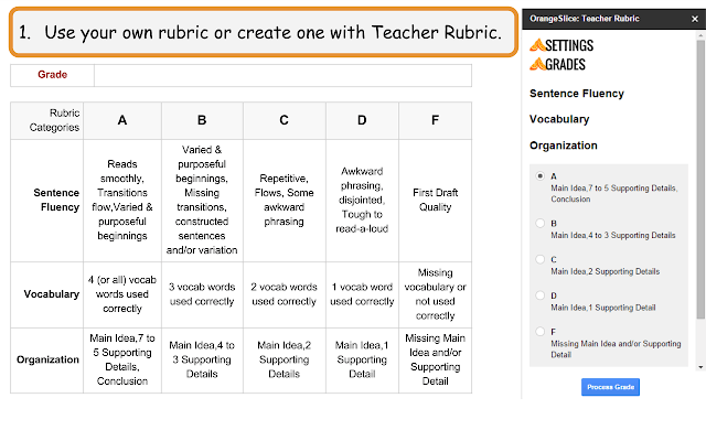 OrangeSlice Teacher Rubric