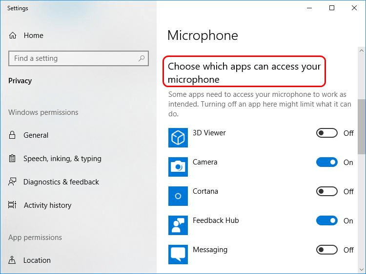 Choose which apps can access your microphone