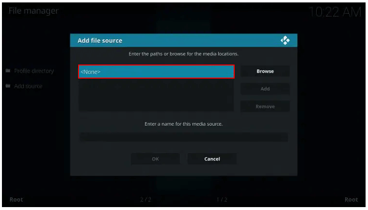 Choose the none option to the file source