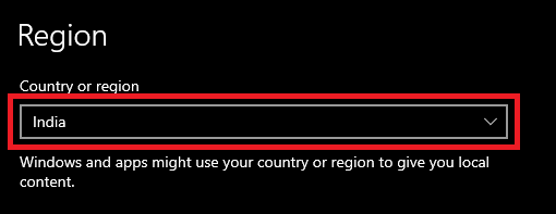 the Country or region